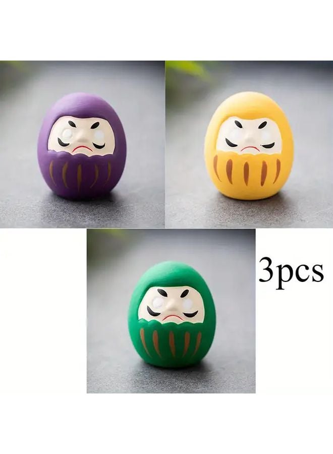 3pcs Pink White Red Japanese Ceramic Daruma Dolls Lucky Wealth Good Fortune Charms - Image 3